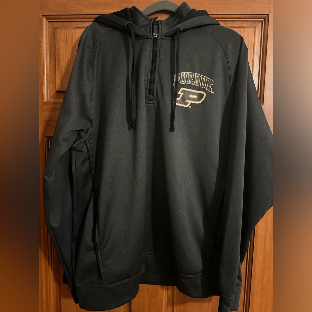 Purdue Boilermakers 1/4 Zip Hoodie Hooded Pullover Adult Large Black ProEdge